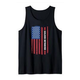 Dog Golden Retriever Us Flag Tank Top