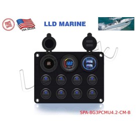 LLD_TK 8 Gang ON OFF Switch Panel USB 4.2A RV Marine Boat Car Camper Truck 12V 24V