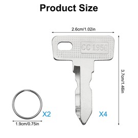4 Pack Golf Cart Keys, Golf Cart Key Replacement Compatible with Part Number 1012505 AM10079, with 2 Key Rings