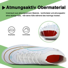 RDYLBU Football Boots Men's Madame Big Boy Football Shoes AG/TF, White Ag