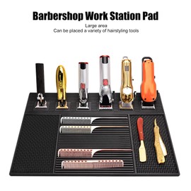 Barber Organizer Mat Flexible Station Mat, Salon Barbershop Work Station Pads Clipper Counter Mat, Silicone Barber Organizer Mat Salon Barber Shop Work Table Mat for Clippers Hair