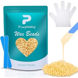 Wax Beads, 0.6 Lbs Coarse Hard Wax Beads for Hair Removal, Bikini Waxing Beads for Sensitive Skin, Brazilian, Leg, Face, Armpit, Home Waxing Bulk with Silicone Wax Stick (Cream)