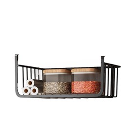 Under Shelf Storage Basket Multipurpose All Metal Under Shelf Wire Basket for Kitchen Office Pantry Desk Bookshelf M Black for Kitchen Pantry Bookshelf ﻿ (M)