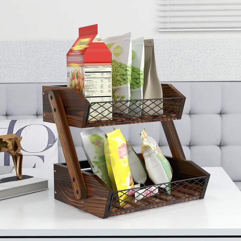 Dorhors Fruit Basket for Kitchen, 2 Tier Fruit Bowl,Kitchen Counter