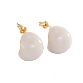 Women's Resin Half Round Earrings, 18K Gold Plated Resin Hoop Earrings, Lightweight Hollow Open Earrings, white Hypoallergenic Vintage Fashion Jewelry Gift