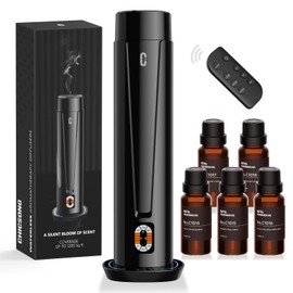 Waterless Scent Diffuser – 1200 Sq Ft Coverage, Essential Oil Diffuser with Remote Control, Quiet Aromatherapy Diffuser with LED Light & Timer, Scent Air Machine for Home, Office, Hotel