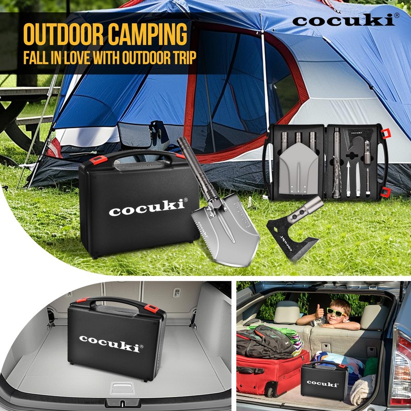 CoCuKi Outdoor Folding Camping Shovel Multitool Gear with High-Carbon Steel