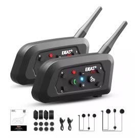 Ejeas Par De Intercomunicadores Para Cascos De Moto Ejeas V6 Pro Con Bluetooth Negro