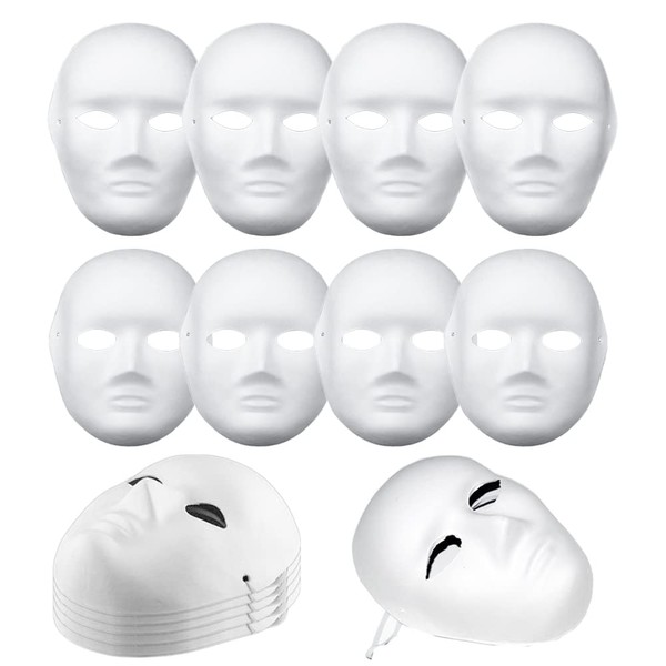 Csirnto Pack of 10 DIY White Paper Masks for Painting,