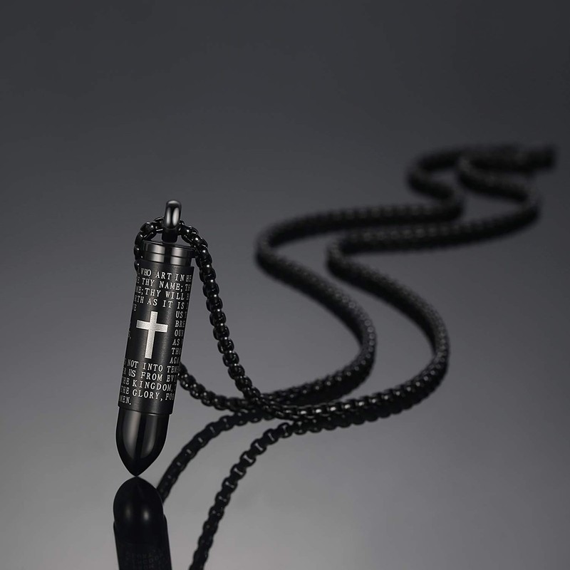 Stainless Steel Urn Necklace For Ashes Bullet Shaped Cremation Urn
