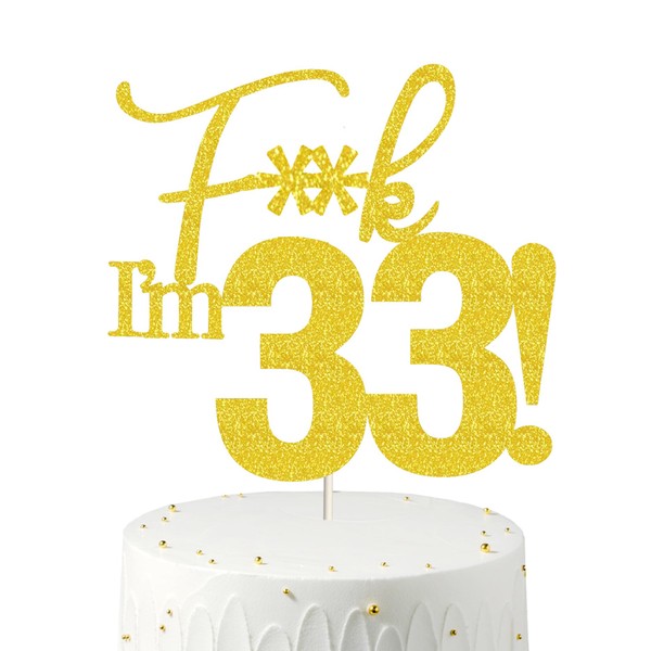 Decoraciones de cumpleaños doradas para mujeres, 33 decoraciones para tartas, 33 decoraciones para cumpleaños 33, decoración para tartas de 33 cumpleaños, 33 decoraciones para pasteles, 33 decoraciones de cumpleaños doradas 33