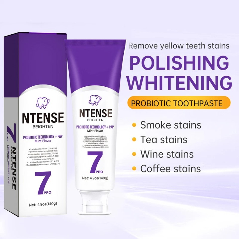 7-Pro Intensive Toothpaste.Upgrade Natural Whitening Mint for Deep Stain Remover