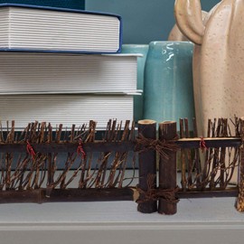 Kisangel Wooden Fence Border Japanese Style Small Fence Decorative Miniature Edging Fence Panel Decoration 24x6cm