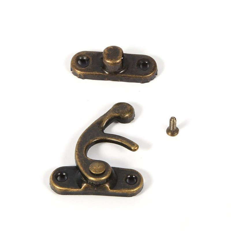 Raguso 12pcs Antique Latch Hook Hasp Jewelry Box Latch Left