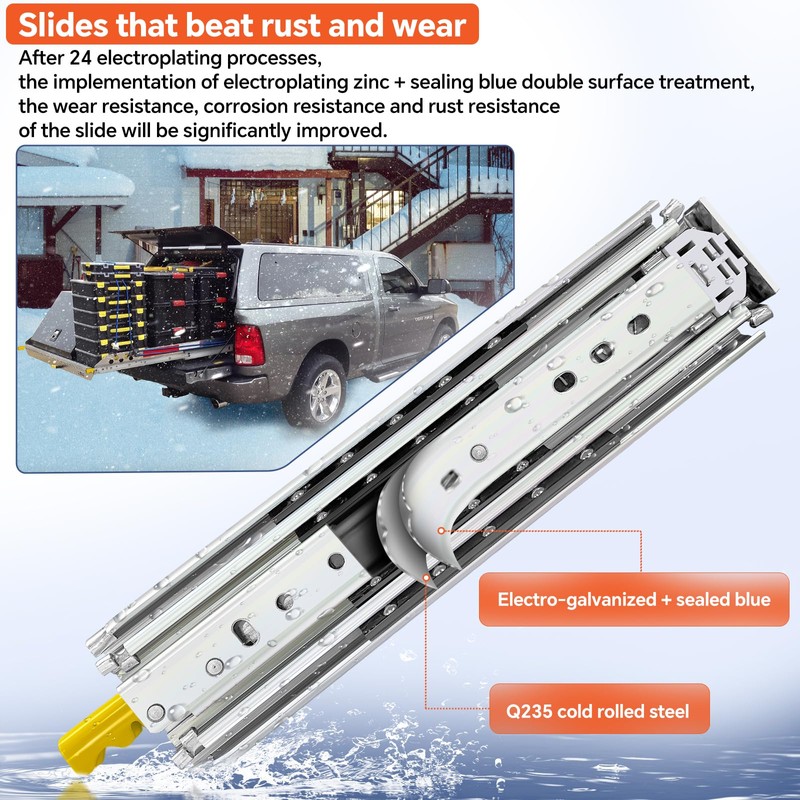 ToBeGreat Heavy Duty Drawer Slides with Lock, 1 Pair 3-Fold