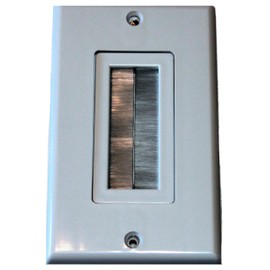1-Gang Wall Plate Brush Style Opening Passthrough Low Voltage Cable Plate in-Wall Installation for Speaker Wires, Coaxial Cables, HDMI Cables, or Network/Phone Cables