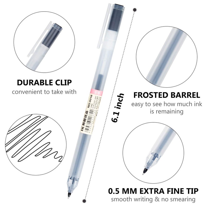 XSG Black Gel Pens[0.5mm]，Extra fine point pens Ballpoint pens For