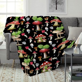 Frog Blanket Frog Gifts for Women Men Kids Mushroom Blanket Soft Fuzzy Flannel Plush Mushroom Throw Blanket for Couch Sofa Bed Home Decorative Mushroom Blankets All Season 100x130cm