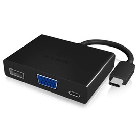ICY BOX DK4032 CPD Combo Adapter Supports USB 3.0 – Type C to 1x USB 3.0 Type A 1x VGA and USB Type C PD