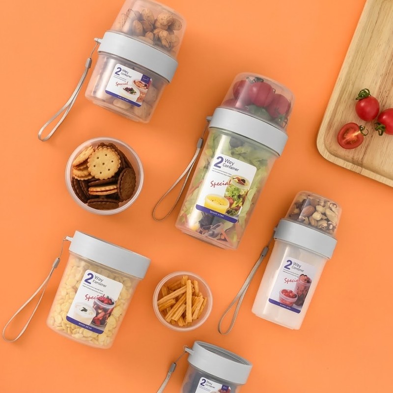Breakfast Cereal & Yogurt Container with Fork – Sealed Food