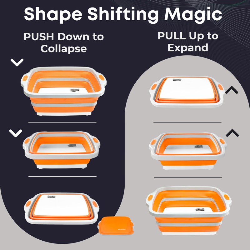 Alpine Elevation Collapsible Large (8L) BBQ Marinating Tub w/Prep Board,