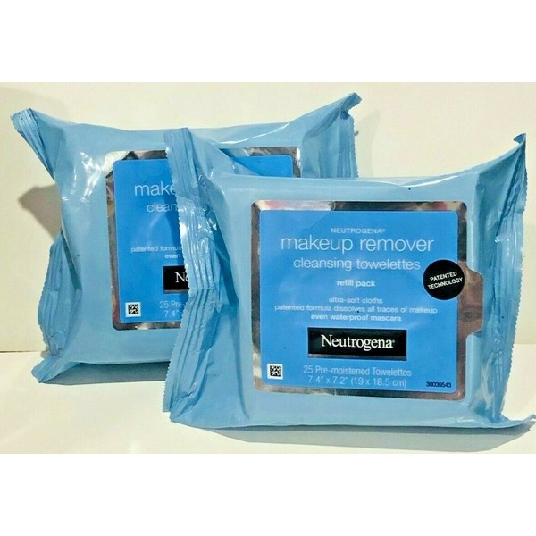 Neutrogena Makeup Remover Facial Towelettes Wipes MAKEUP REMOVER 2 PACK 25 EACH+