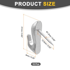 sourcing map 10 Pcs Push Pin Picture Hooks, Zinc Alloy Picture Hanging Nails Thumb Tacks Hanging Hooks with Nails for Wall Wooden Board, Silver