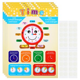PATIKIL 4pcs Time Chart, 11x16inch Circle Time Posters Circle Time Tables Chart Laminated Large Educational Colorful Clear Supplies for Classroom Wall Study