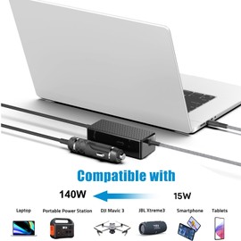 KFD PD 140W 135W 130W 100W 96W 90W 87W 70W 65W USB C DC 12V-24V Auto Ladegerät Laptop Netzteil KFZ Ladekabel für Surface Pro 9 8, MacBook Pro 16 15 14 2023 Lenovo HP Dell Zigarettenanzünder DC Adapter