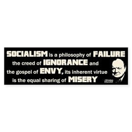 CafePress Churchill Socialism Quote Sticker (Bumper) 10"x3" Rectangle Vinyl Bumper Sticker Car Decal