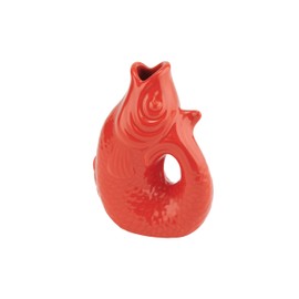 Gift Company Vase Monsieur Carafon XS, decorative vase in fish shape stoneware Coral Red
