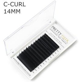 PRETTY FLEEK | Flat Classic Lashes | Professional Individual Eyelash Extensions | 0.20 Ellipse C-Curl & D-Curl | 8mm,9mm,10mm,11mm,12mm,13mm,14mm,15mm & Mixed Trays (C Curl, 14mm)