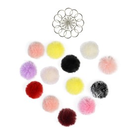Tongcloud 30pcs Faux Fur Ball Pom Poms Keychains - 15 Colors, 6cm/2.36''
