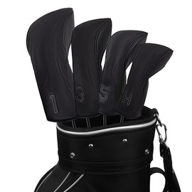 Scott Adward Headcover 4 pcs 1 3 5 H for Driver Fairway Hybirds Pure Black Simple Fashion PU Thick Synthetic Leather Unisex Gift for Golfer