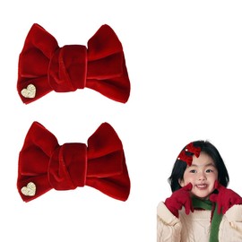 Christmas Red Hair Bows Clips for Kids Girls Xmas Christmas Bows for Baby Girls Christmas Hair Accessories for Girls Christmas Hair Bow Pins Clips 2pcs Satin Bow Hair Clips Christmas Bows for Hair