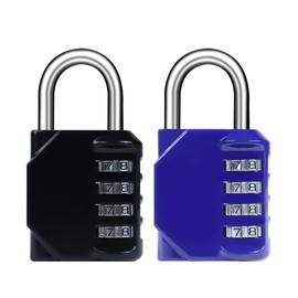 BTSYBTS 2 Pack Combination Lock 4 Digit, Resettable Gate Combination Padlock, Waterproof Metal Locker Lock for School Gym Locker, Outdoor Gate, Shed, Toolbox, Fence, and Storage- Black & Blue