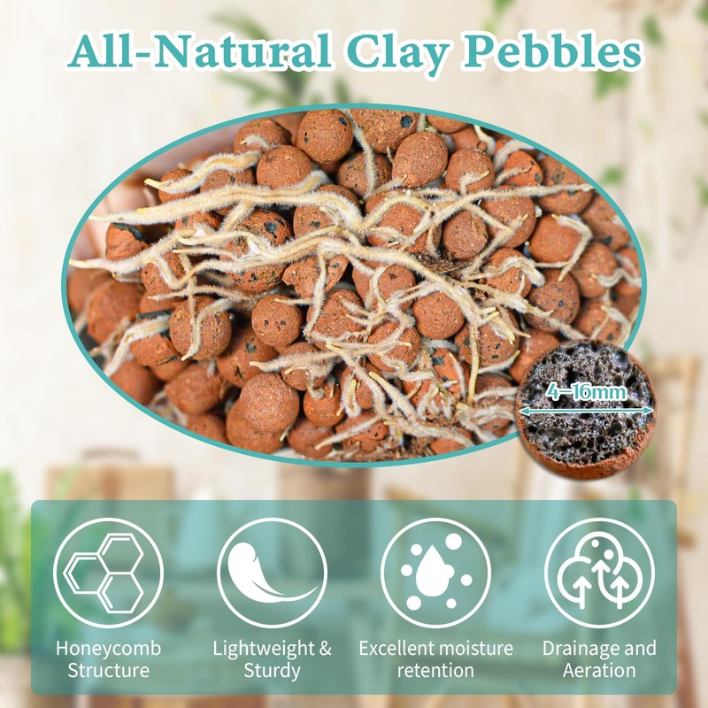 Legigo 15 LB Organic Leca Clay Pebbles for Plants, 4mm-16mm