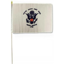 12x18 12"x18" U.S. USCG Coast Guard Stick Flag 30" wood staff
