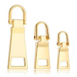 3 Sizes Gold Zipper Pull Replacement Metal Backpack Zipper Mend Fixer Repair Fasteners Luggage Zippers Pull Extension for Coats Jackets Handbags Pants Sewing Notions and Supplies Charms