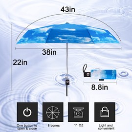 NOOFORMER Travel Mini Automatic Umbrella Auto Open/Close Small Compact Lightweight Portable Folding Windproof Rain Umbrellas for Women Men Kids