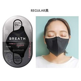 QUINTET ADULT Breath Mask, Regular, Black, Pack of 2