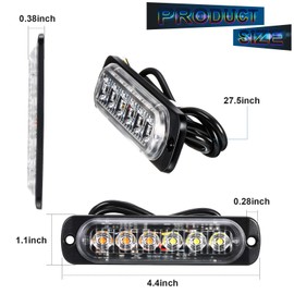 Luces estroboscópicas LED ámbar para vehículos de emergencia para camiones, luces LED intermitentes de coche, luces de parabrisas, barras de peligro, luces estroboscópicas de montaje brillante con
