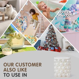 Realhaha Larger Plastic Balls for Ball Pit, Play Pin Balls for Toddlers Kid Ball Pits & Accessories for Bounce House,2.76 inches,50 pcs Pearl White