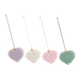 Ciieeo 4Pcs Handmade Macrame Heart Shaped Car Hanging Pendant Bohemian Woven Tassel Decoration for Cars Unique Home Decor for Lovers