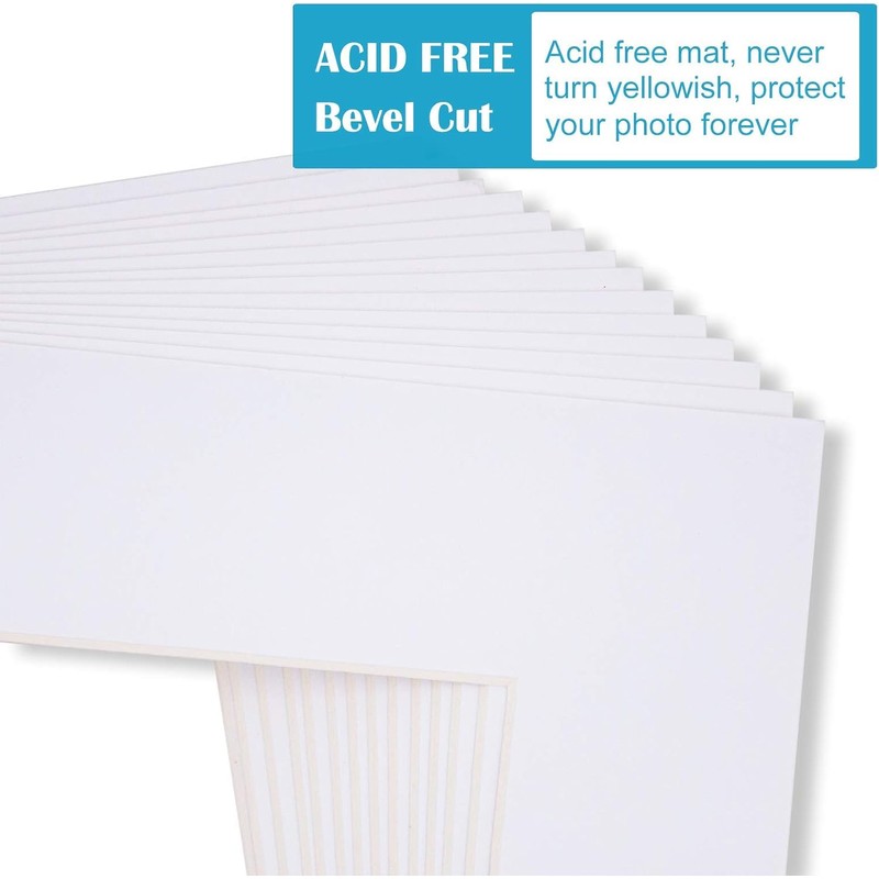 Egofine 8x10 White Picture Mats Pack of 6, Frame Mattes