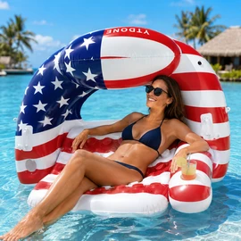 Inflatable Pool Float Chair with Detachable Sunshade – U-Shaped PVC Lounger for Summer Pool Relaxing