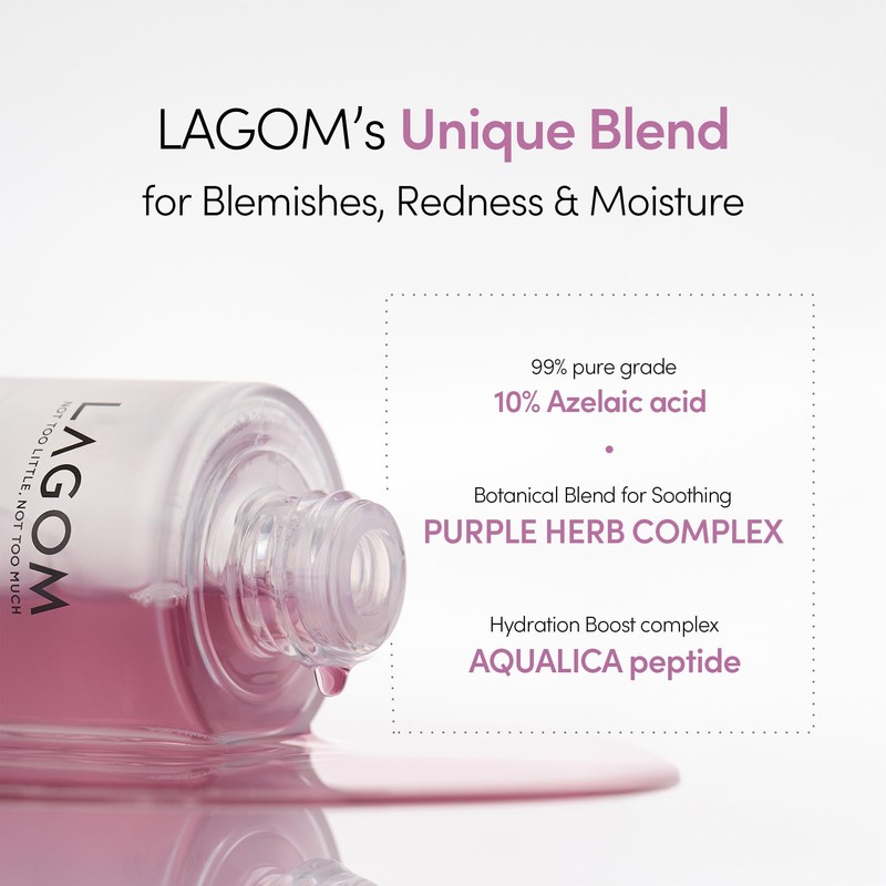 LAGOM Cellus Refining Purple Serum, 10% Azelaic Acid, Ceramide&Panthenol, Herb