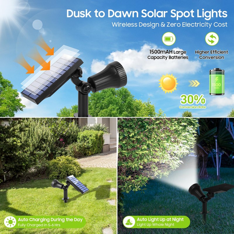 4-Pack Solar Spot Lights for Outside, 30LEDs Solar-Powered Lights Outdoor