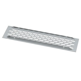 sossai® Alucratis Aluminium Ventilation Grille Rectangular Dimensions: 24.5 x 6 cm Brushed Stainless Steel Pack of 1