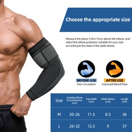 flintronic Tutore Epicondilite Gomito, Traspirante Gomitiera per Epicondilite con Cinturino, Fascia di Compressione per Protezione Braccio, Tutore Gomito per Fitness, Bodybuilding, Tennis, Golf (L)